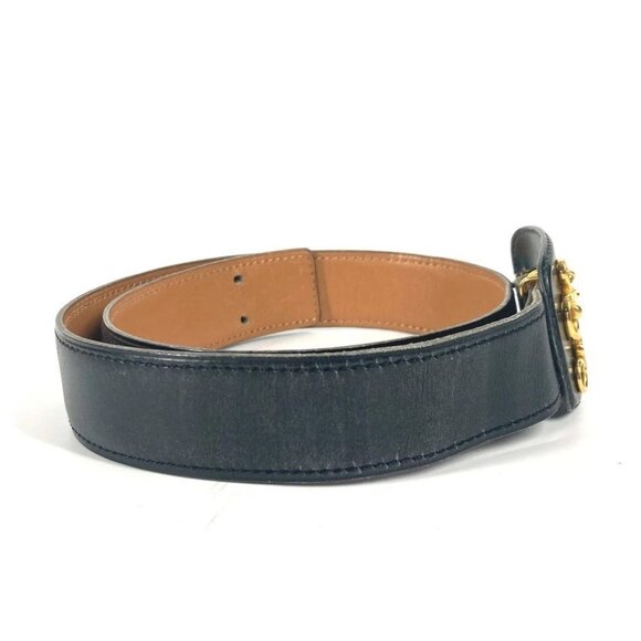HERMES Vintage Buckle belt Leather Black main image 7